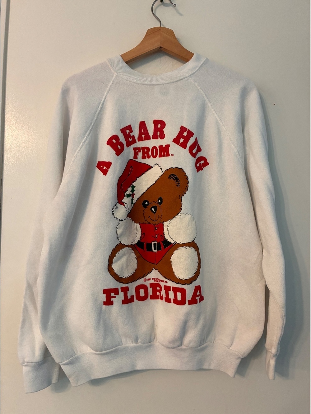 Vintage 1987 Florida Christmas Teddy Bear Sweatshirt Made USA XL